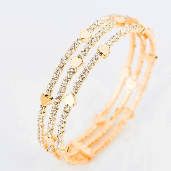 Luxury White Crystal Gold Plated Heart Bracelet - Picture 7 of 7
